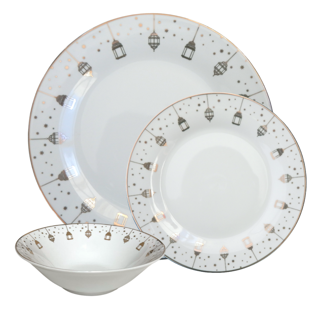Lantern Gold Plated - 18pc Dinner Set - Ceramic Porcelain China