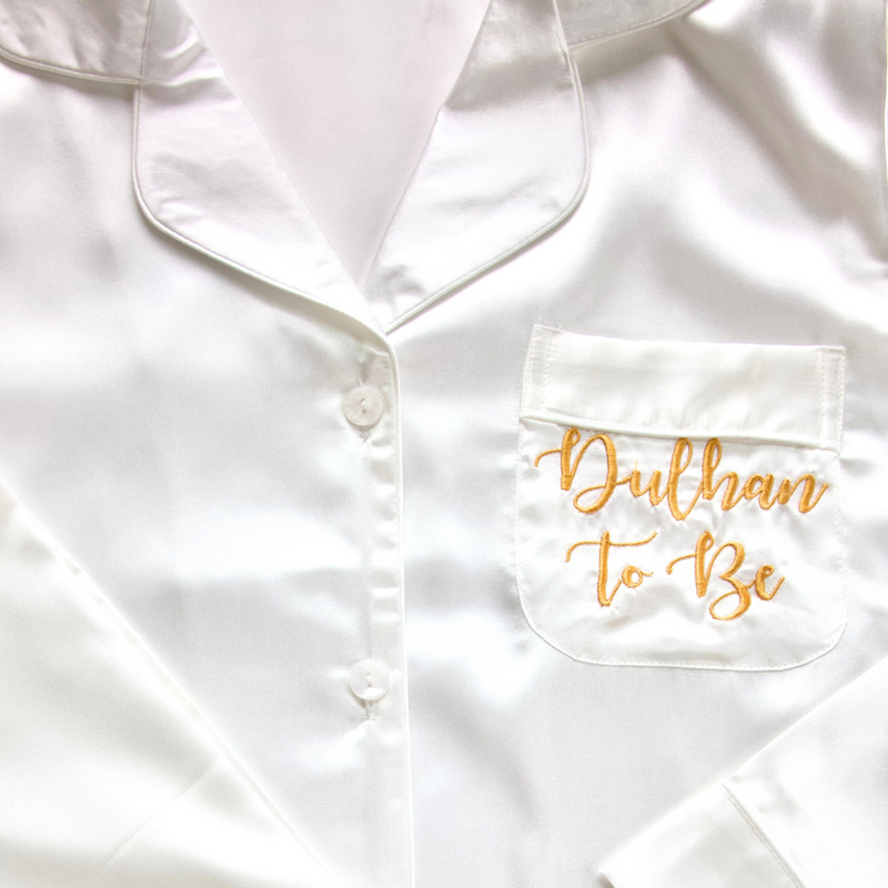 Dulhan To Be Pyjamas - White & Gold (Large)