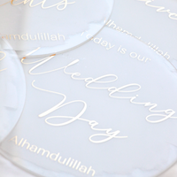Muslim Couples Milestone Acrylic Plaques - White & Gold