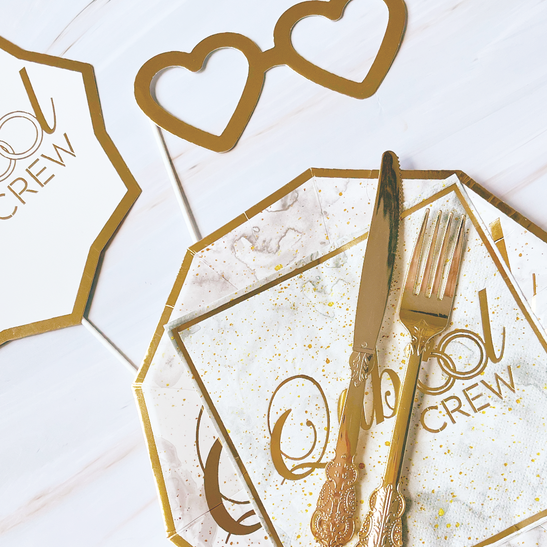 Qabool Crew Party Plates (10pk) - Grey & Gold