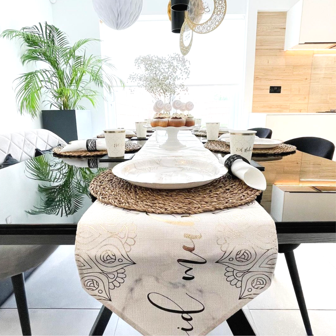 Eid Table Runner - Marble & Gold
