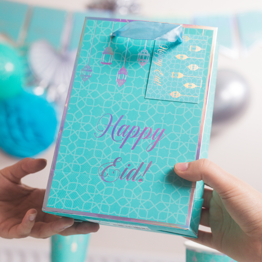 Happy Eid Gift Bag - A5 - Teal & Iridescent